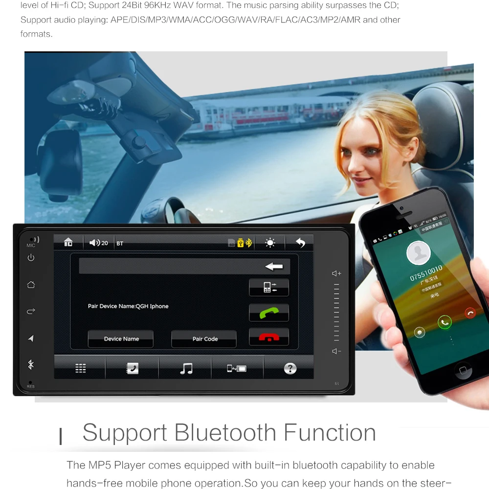 AMPrime 7 &quotдюймов 2 Din мультимедиа для Android плеер HD Сенсорный экран 7001 T автомобильное