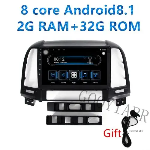 8core RAM2G ROM32G 1din Android8.1 автомобильная стереосистема Радио 8core мультимедийный плеер для hyundai santa fe 2006 2007 2008 2009 2010 2011 2012 - Цвет: 8core RAM2G ROM32G