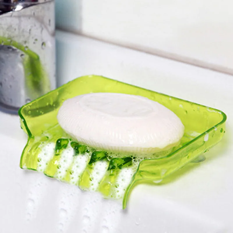 Washroom practical storage gadget with suction cup drain soap box candy color dish | Дом и сад