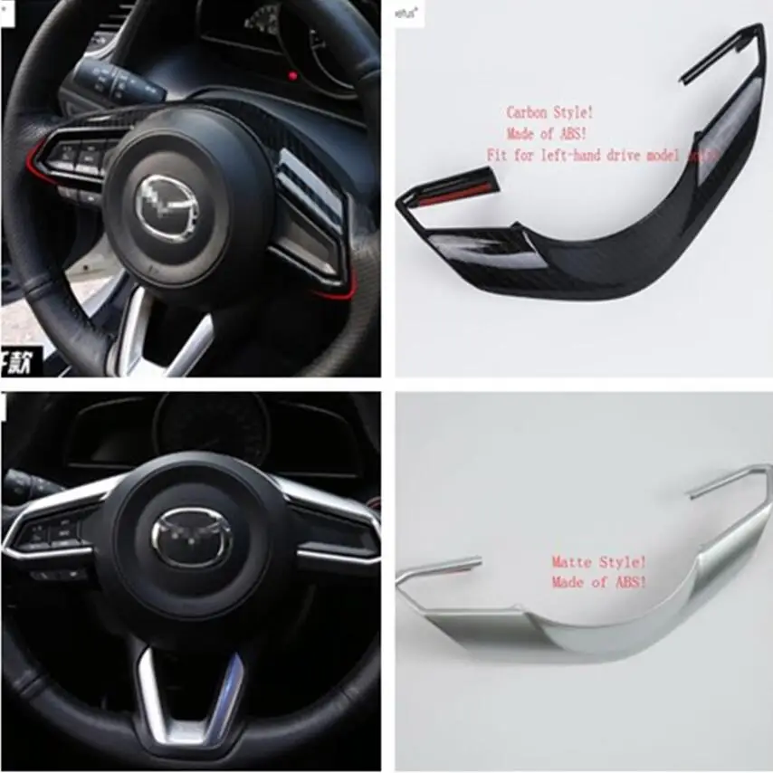 

Lapetus Accessories Fit For Mazda CX-9 CX9 2017 - 2020 ABS Steering Wheel Frame Molding Cover Trim Matte Carbon Fiber Look Kit