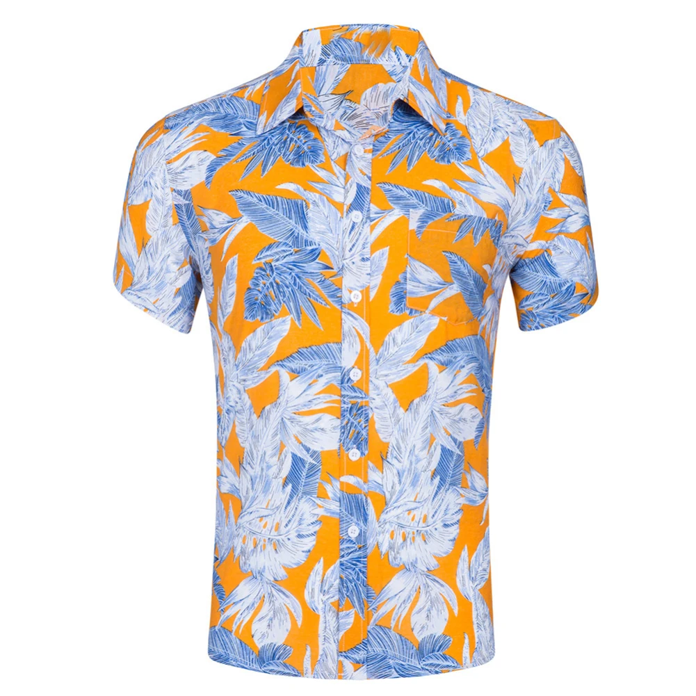 2019 New Fashion Hawaiian Pineapple Leaves Print Casual Shirts Clothing Men Turn Down Collar Short Sleeve Beach Party Shirt Tops | Мужская