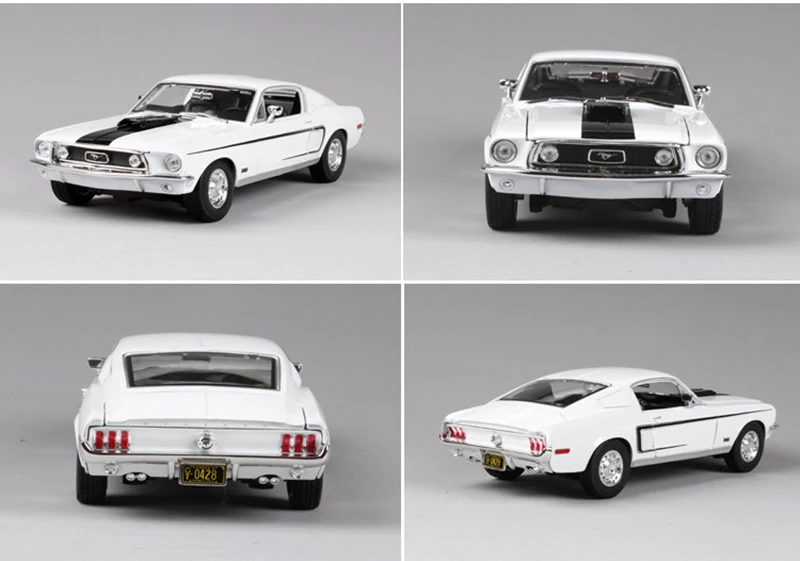 1/18 Ford Mustang GT 1966 мышечная машина Синий/Белый цинковый сплав модель автомобиля литая под давлением для коллекции мальчиков Игрушки Подарки
