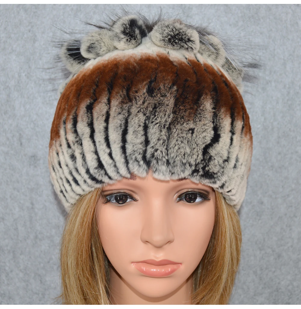 Горячая Распродажа Настоящий мех кролика Skullies Beanies шапки женские зимние теплые ручной работы вязаная шапка из меха кролика рекс шапки для девочек натуральный мех
