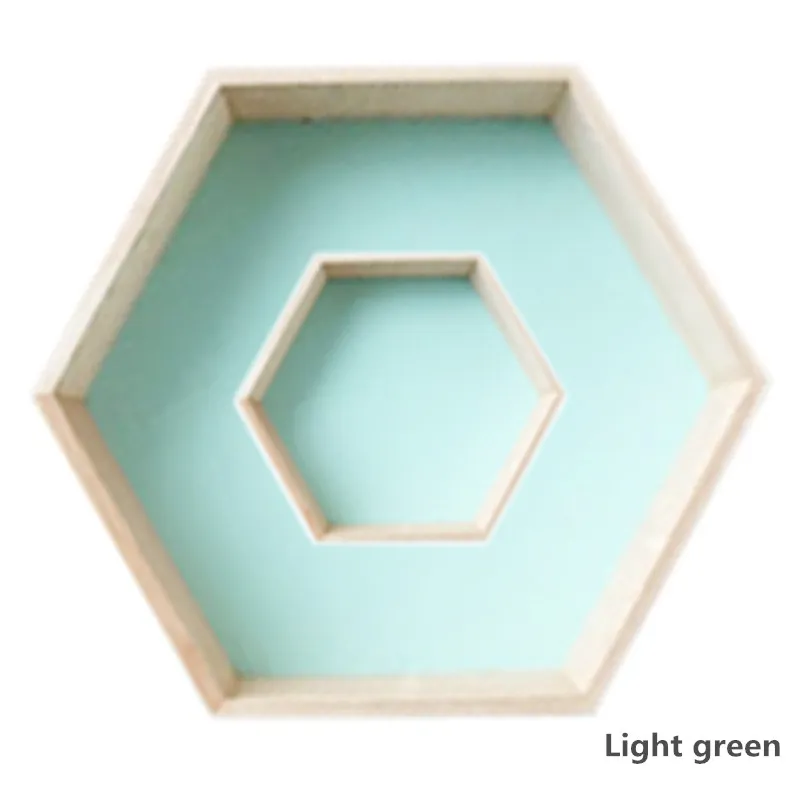 light green 2 шт./компл. Nordic шестиугольная полка органайзер Розовые Деревянные полки для ванной стены вешалка детская комната украшения Держатели и стойки для хранения - Цвет: light green