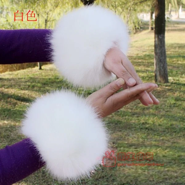 Нарукавники с большими манжетами искусственный Лисий мех|fur arm|winter handscuff sleeve |