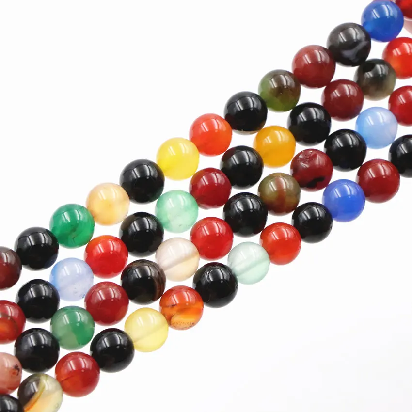 Charms Multicolor Round Natural Agates Loose Beads for Jewelry Making Stone 6mm 8mm 10mm 12mm Onyx Carnelian Findings 15inch A27 | Украшения