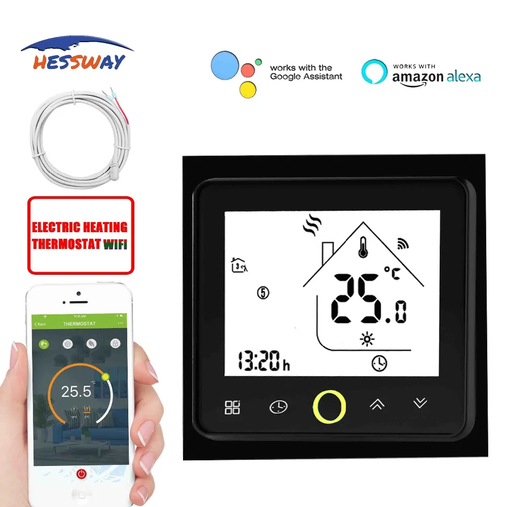HESSWAY TUYA Smart Chip терморегулятор сенсорный Экран нагрева WI FI термостат двойной