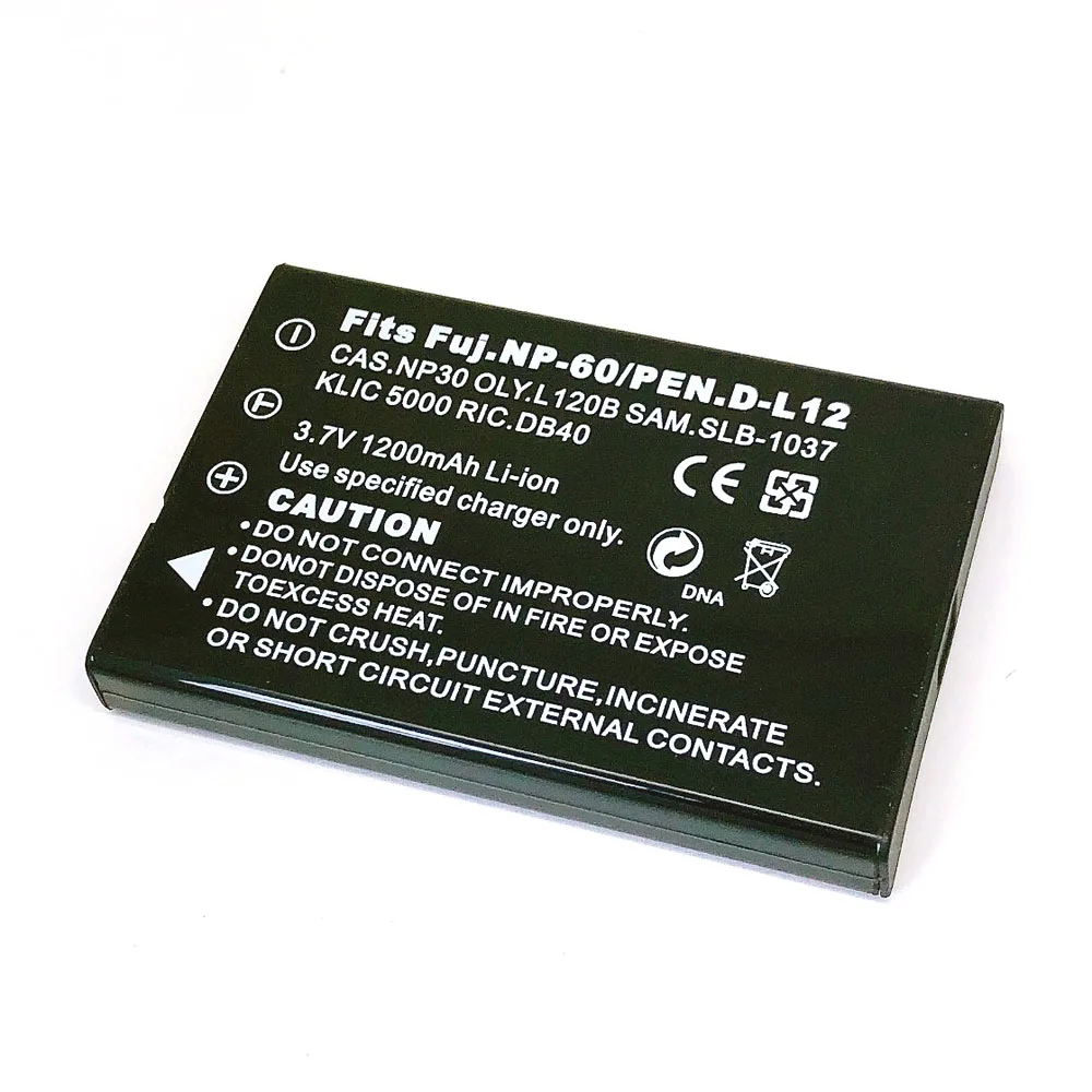 NP-60 FNP-60 NP60 SLB-1137 SLB-1037 KLIC-5000 D-Li2 Li-20B NP-30 DB-40 PDR-BT3 Аккумулятор для FUJIFILM PENTAX Kodak OLYMPUS