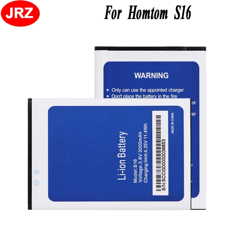

JRZ LOT=10PC For Homtom S16 Battry Phone Battery 3000mAh Hight Capacity 3.8V Top Quality For Homtom S16 Replacement Batteries