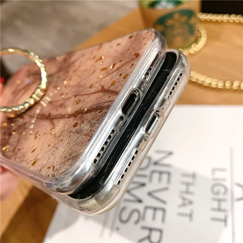 Держатель для кольца на палец золотой фольгированный чехол iPhone X XR XS Max роскошный