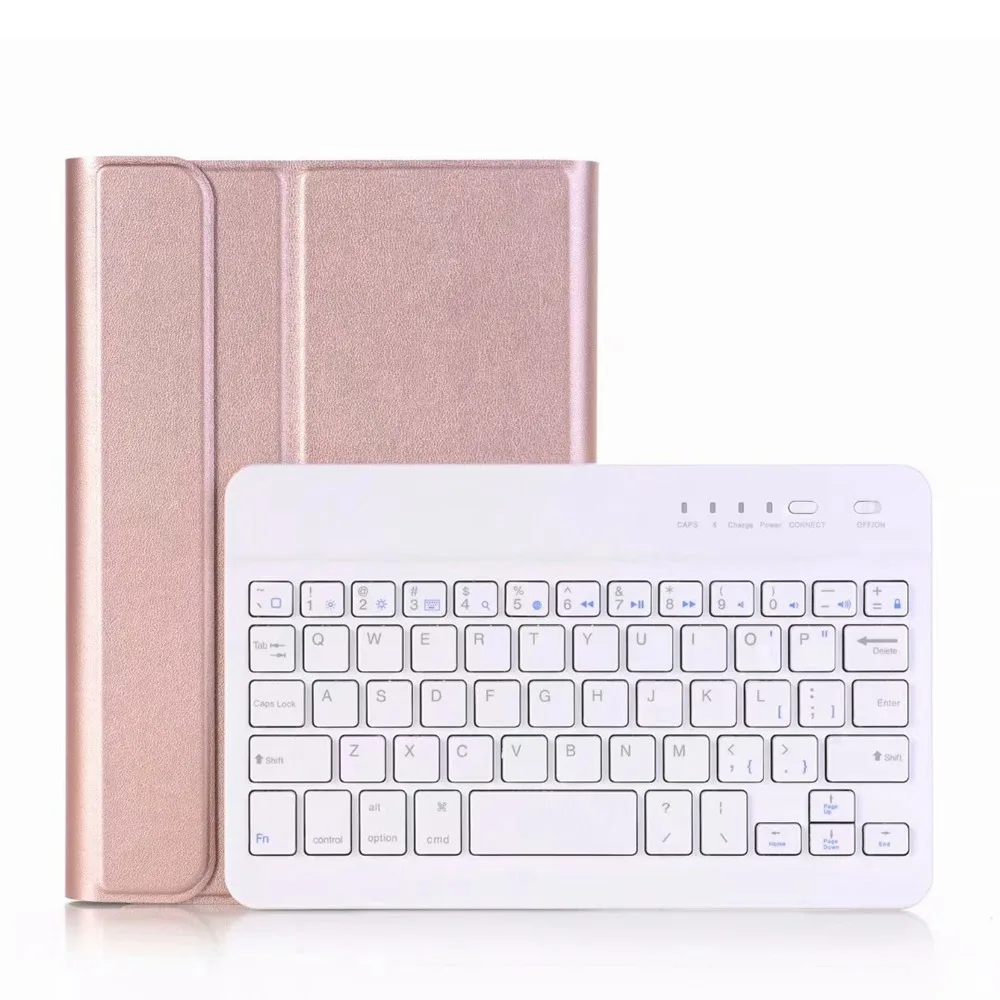 Для Apple iPad mini 5 A2124 A2125 A2126 A2133 Bluetooth клавиатура чехол из искусственной кожи съемная подставка планшет защитный чехол - Цвет: Rose Gold