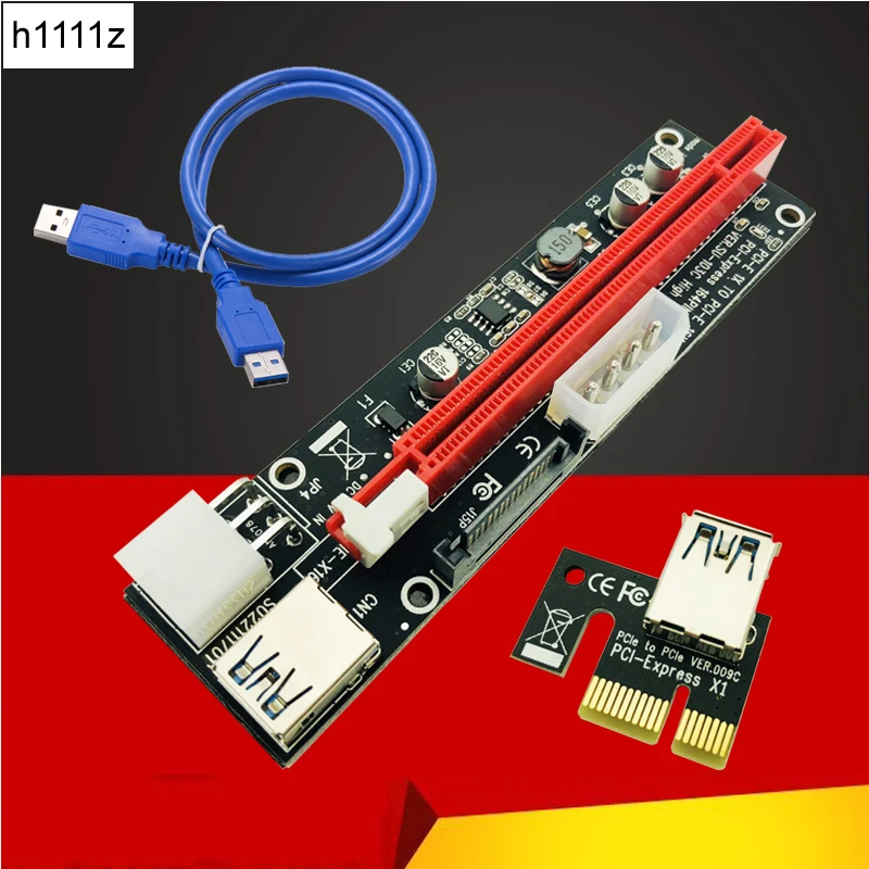 

Riser Card PCI-E 1x to 16x Riser Card USB 3.0 Cable 3in1 SATA 4Pin 6Pin Power Supply for Antminer Bitcoin Miner Mining Machine