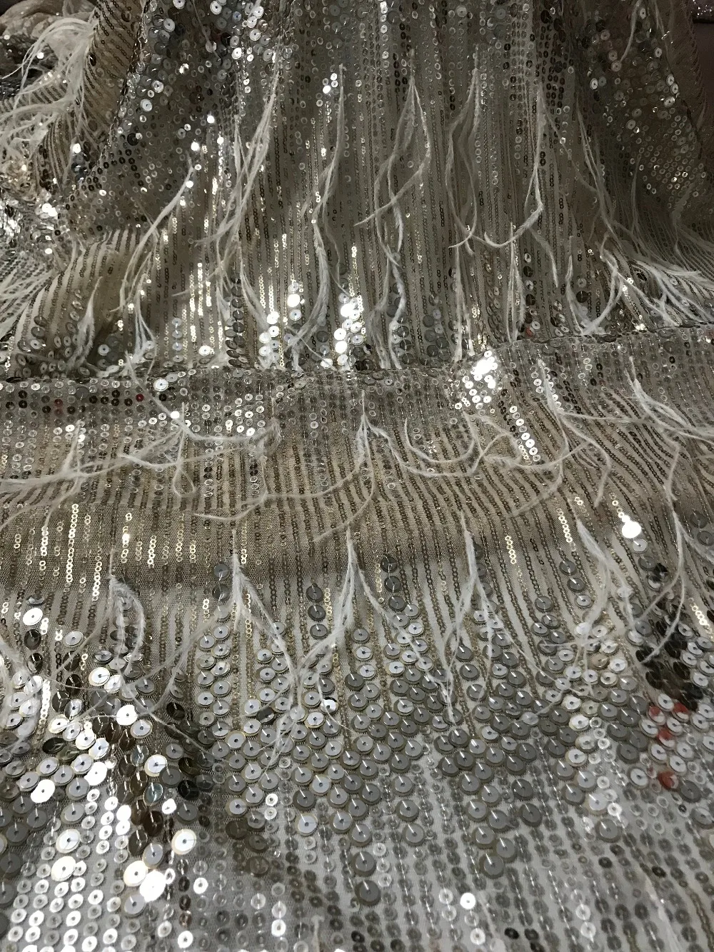 Nigerian french net Lace Anan-10774 Embroidered Cord Fabric with sequins for bridal dress | Дом и сад