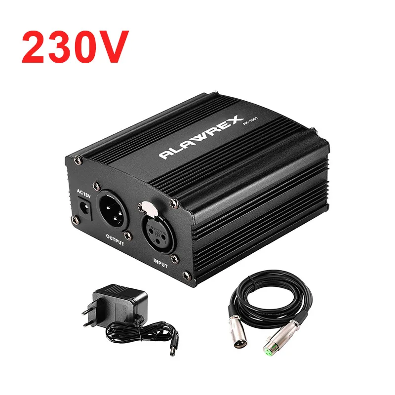 ALAWREX USB 1-канальный 48В питания w/адаптер XLR аудио кабель для конденсаторный микро микрофон для записи оборудование - Цвет: 230V EU Plug Kit