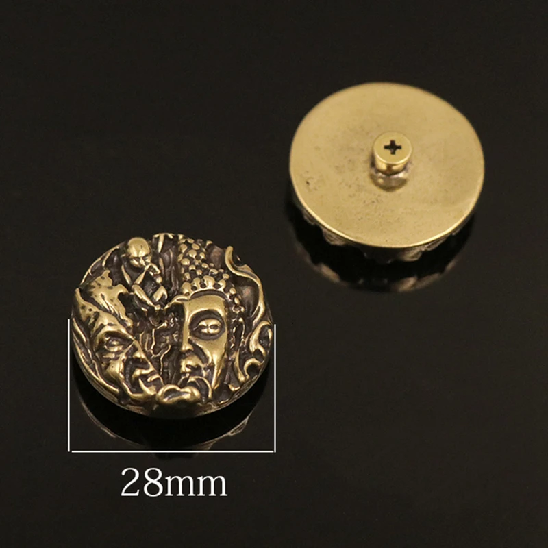 28mm Латунный рельефный череп огорченный значок-Подвеска Кошелек прикрученная Пряжка для бумажника поясная сумка джинсы чехол для телефона diy Аксессуары - Цвет: 28mm