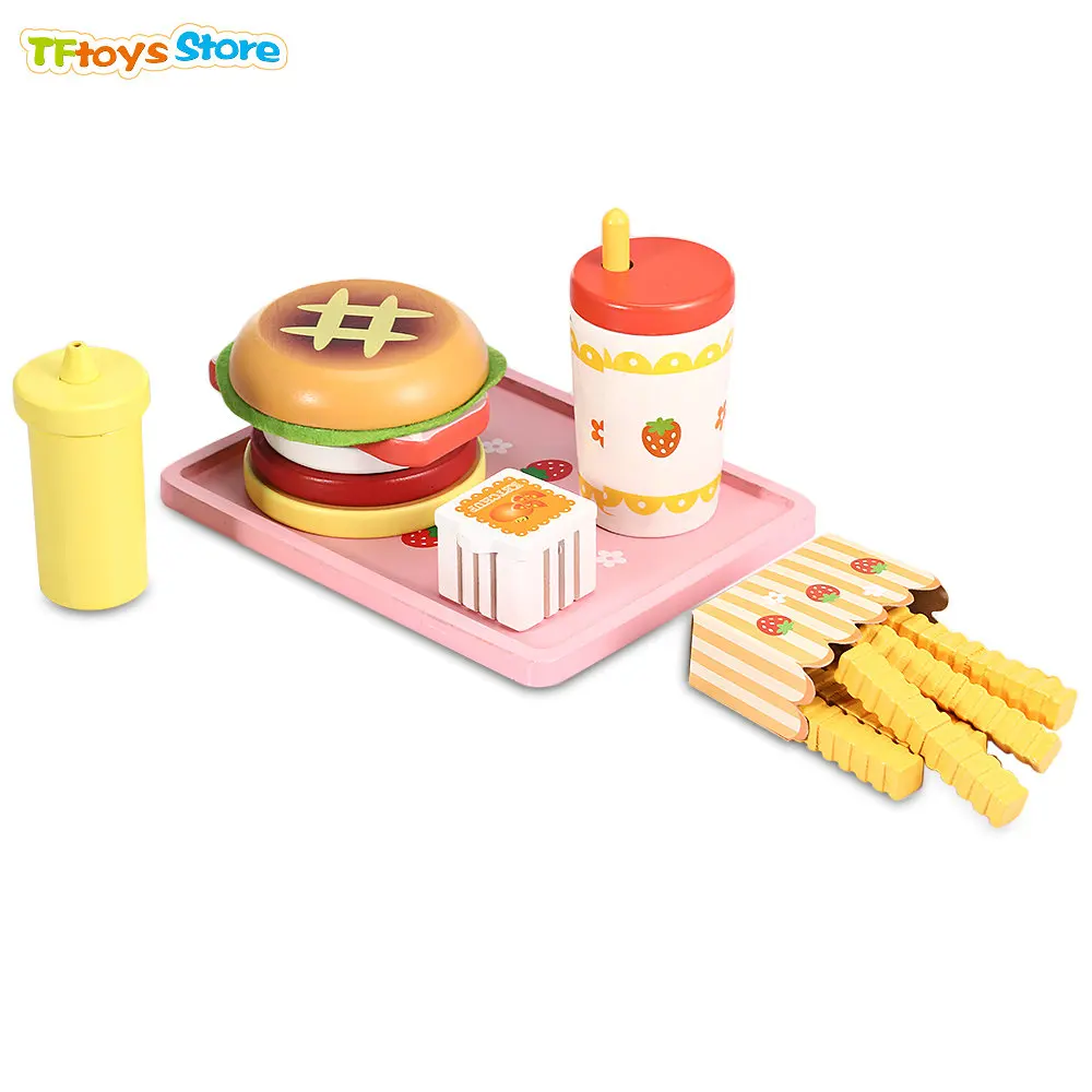 Детские игрушки Клубника Гамбургер магазин Play food деревянные гамбургер набор хот