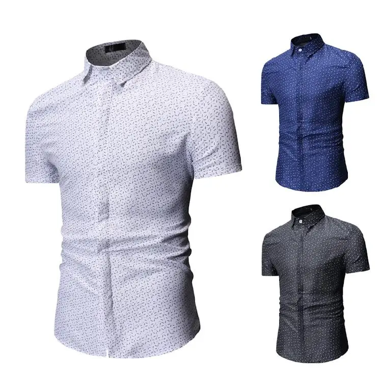 Новые модели рубашек Camisa Social с коротким рукавом вечернее платье мужские рубашки летняя блузка мужская одежда синий черный белый