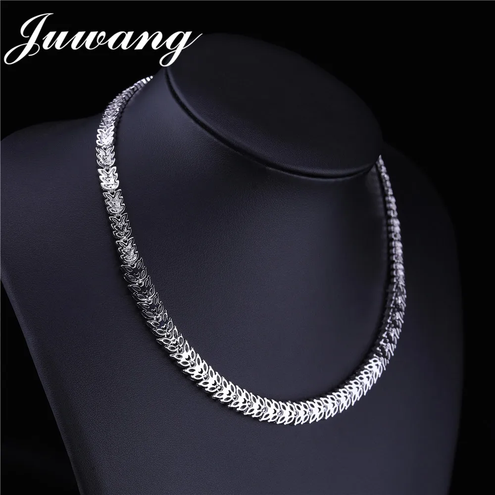 

JUWANG Brand Luxurious Bridal Wedding Necklace Earrings Sets Hip Hop Trendy Cubic Zircon Crystal Bijoux Jewelry for Women Gift