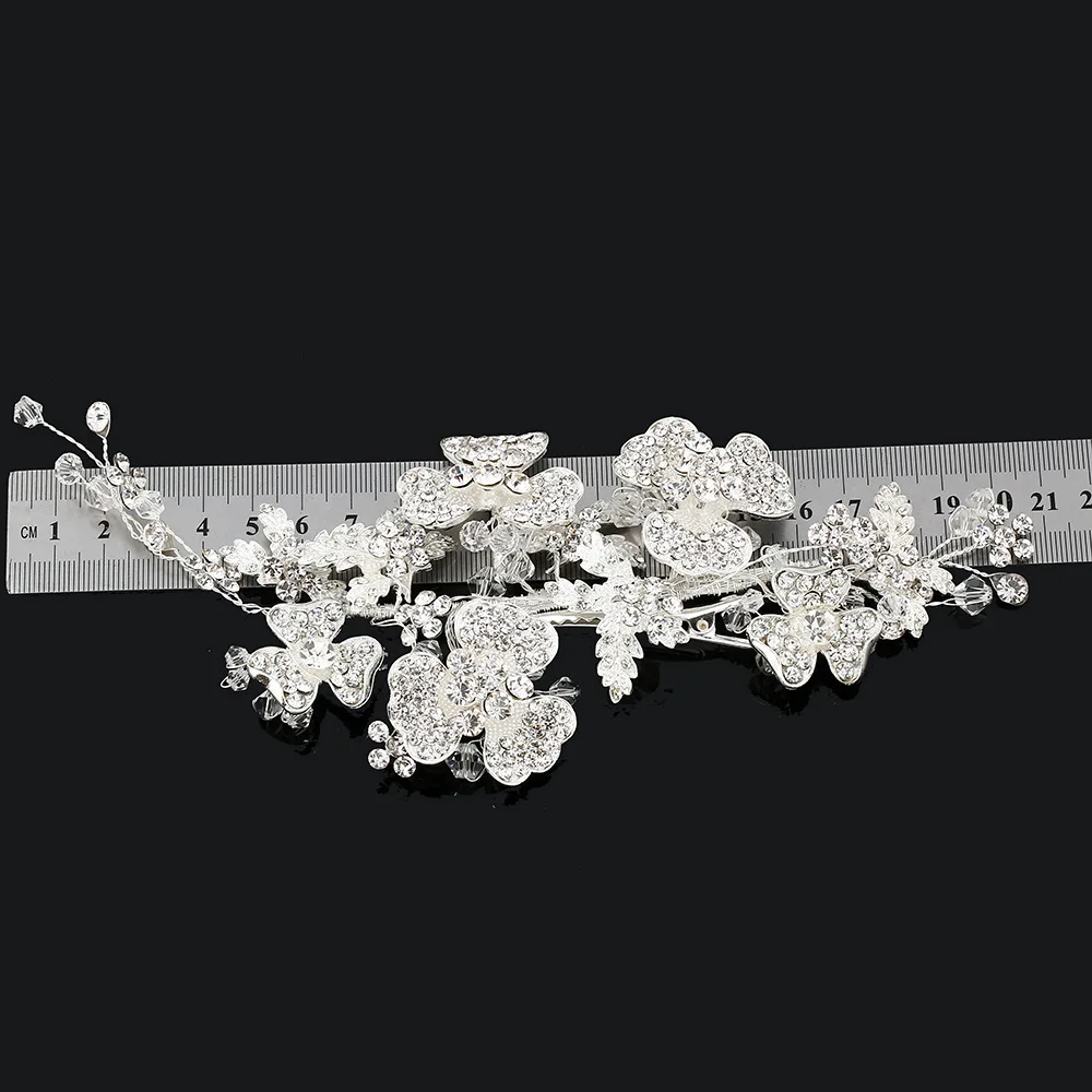 Блеск Silvercolor Стразы в форме листьев заколка для волос невесты украшения заколки