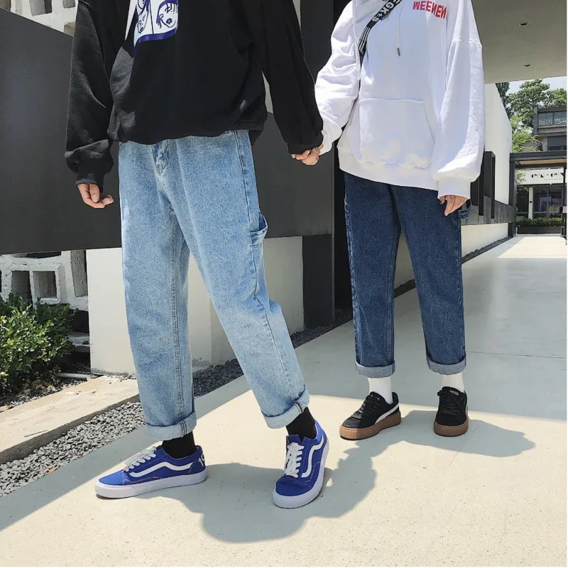 DEKUSI Original The Wind Autumn And Winter New Pattern Jeans men Male Trousers Lovers Straight pants Casual Fashion | Мужская одежда