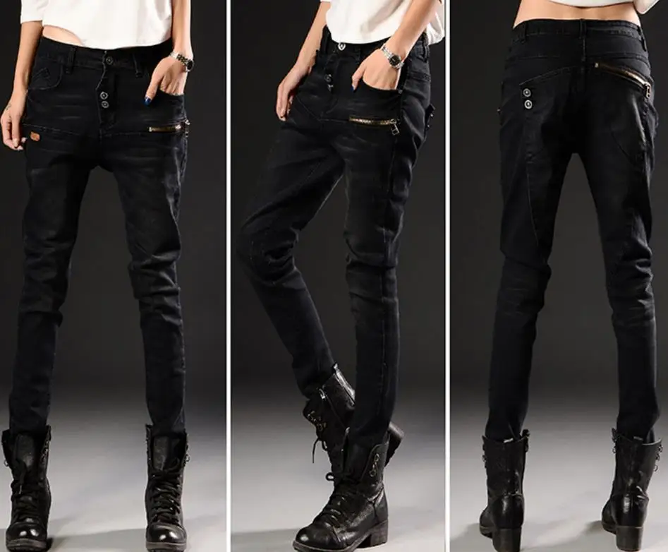 Женские свободные джинсы шаровары повседневные с высокой талией|denim jeans womens|jeans