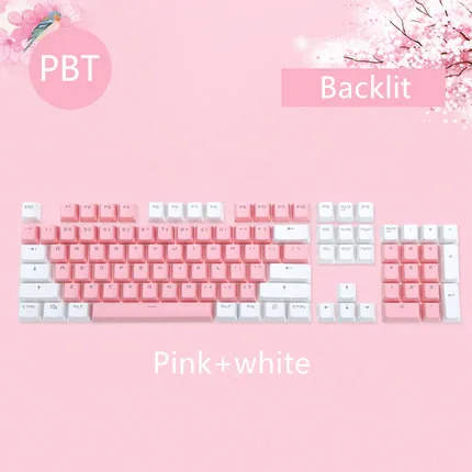 Белый 104 клавиш/набор PBT колпачки для ключей двойная механическая клавиатура с подсветкой колпачки для ключей розовый синий белый для Ajazz AK35I и других MX переключателей - Цвет: Белый