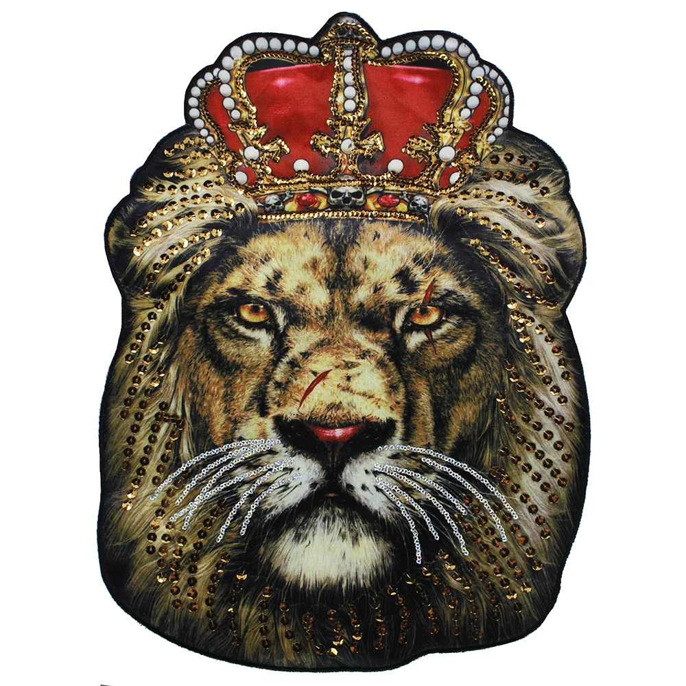 Нашивки в форме собак Big Lion King Head нашивки с блестками виде животных из большой