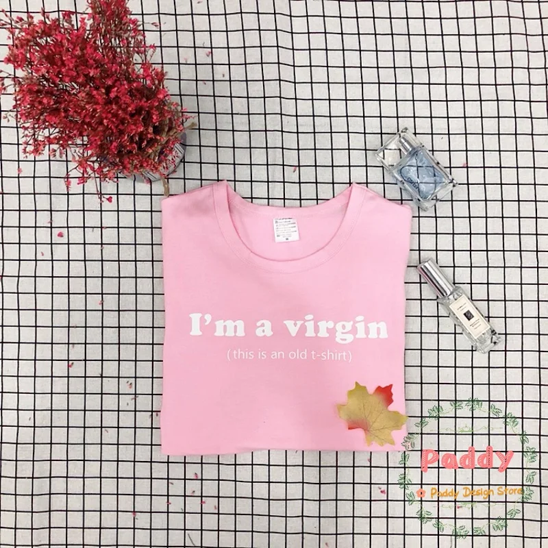 OKOUFEN tumblr модная сексуальная футболка унисекс I'm a Virgin This is an old рубашка с круглым