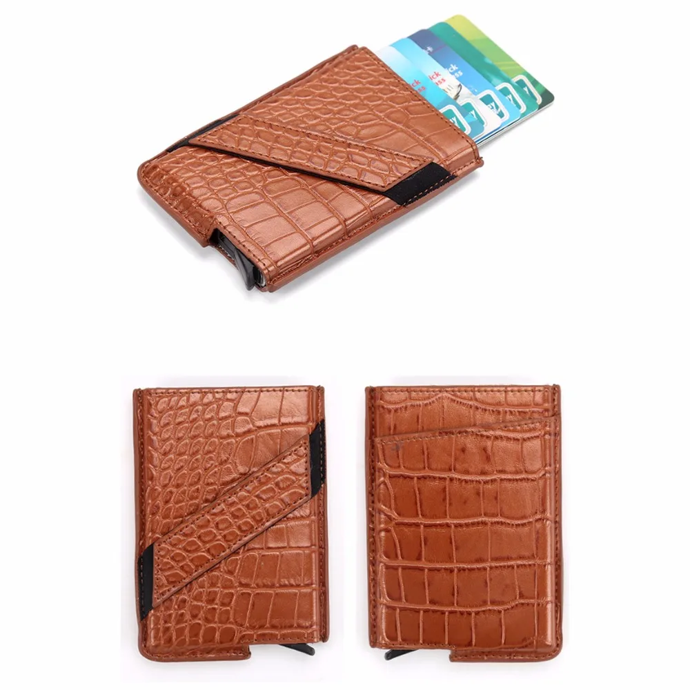 2019 New Metal Card Holder RFID Aluminium Alloy Credit PU Leather Wallet Antitheft Men Automatic Pop Up | Багаж и сумки