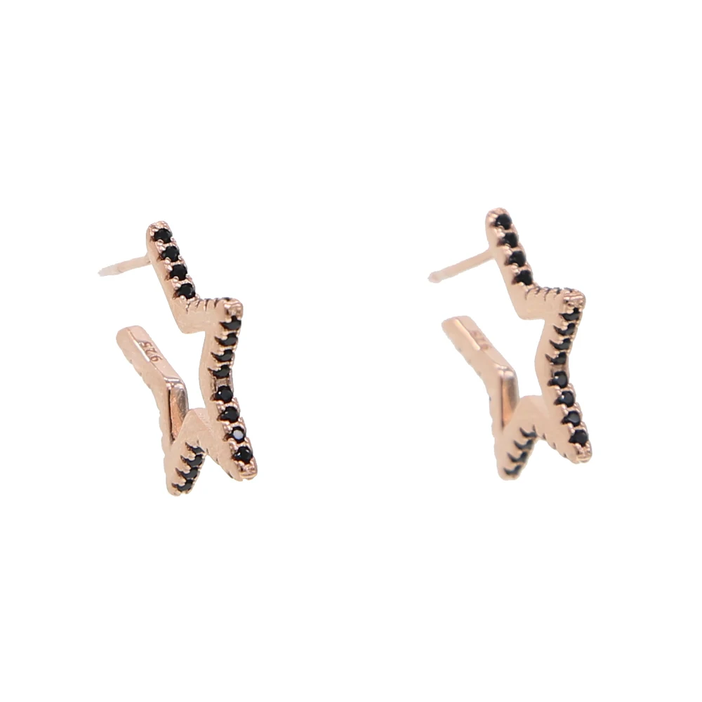 star shape stud micro pave black cz earring 2019 new arrive top quality wholesale elegance lovely girl christmas gift | Украшения и