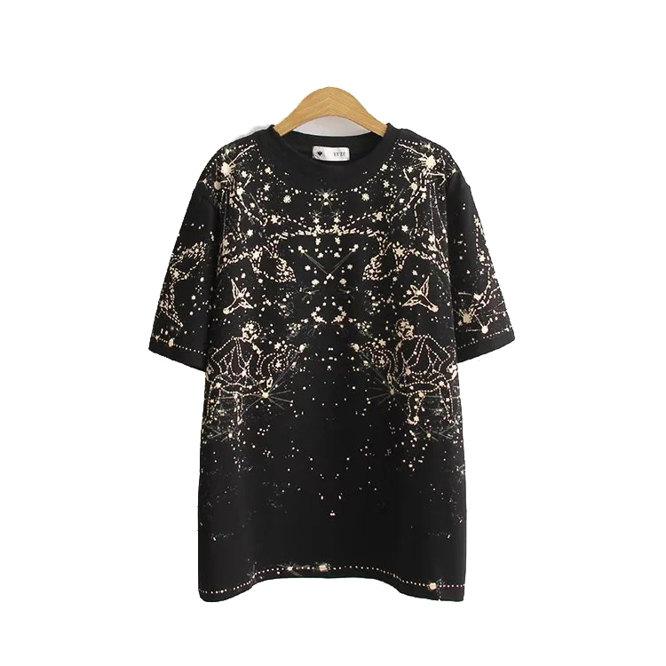 2017 new summer sky and the wind all-match T-shirt printing head neck female set thin coat | Женская одежда