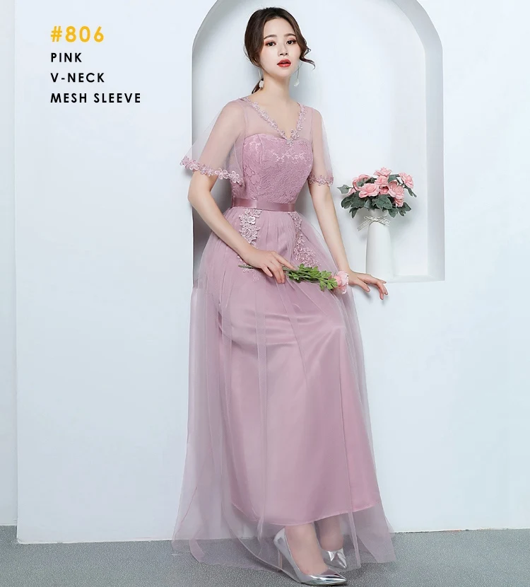 806 PINK Женское кружевное Сетчатое платье с вырезом лодочкой для молодых девушек, весенне-летние облегающие Вечерние Платья-макси с рукавами-плащами, vestido longo - Цвет: 806 PINK
