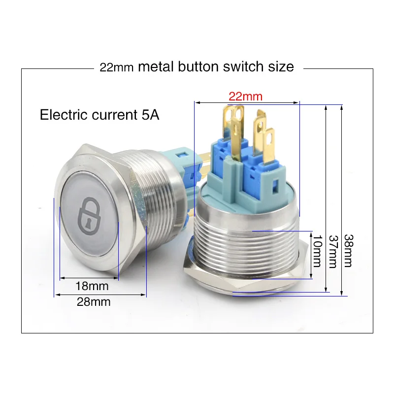 16mm19mm22mm metal button switch self-locking multiple figures can be customized total 12v 24v 110v 220v | Обустройство дома