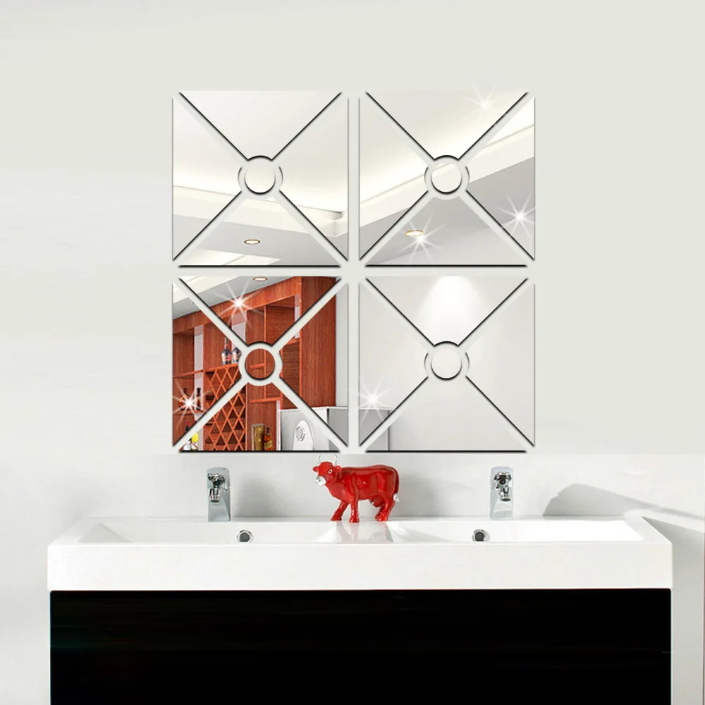 Зеркальный эффект PS самоклеющиеся Квадратные Зеркальные наклейки Кристальные