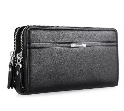 black men wallet Деловые мужские кошельки, двойная молния, винтажный кошелек, мужские кошельки, отделение для монет, ID банк, держатель для карт, кошелек для монет, мужские клатчи - Цвет: black men wallet