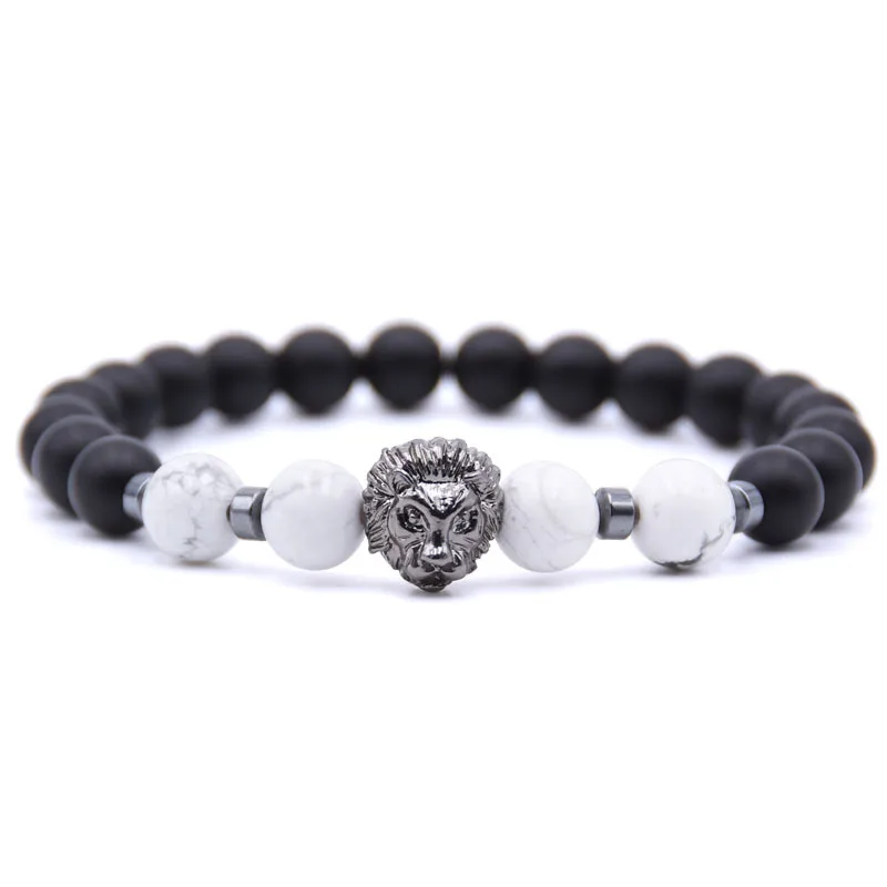 Lion Head Natural Weathering  Volcanic Stone Beads Bracelet Man Fashion Women  Gift For   Bracelets