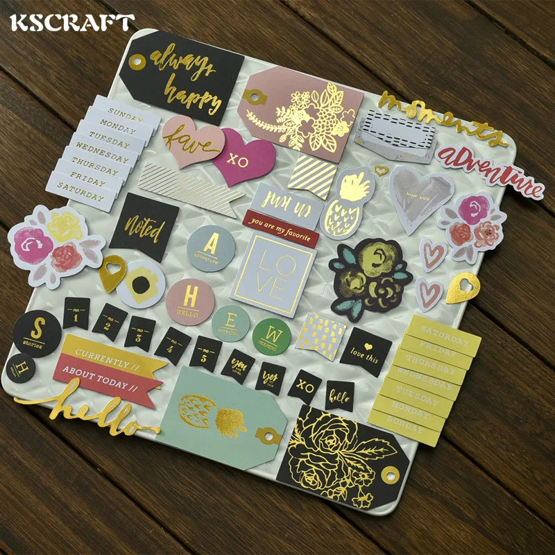 

50 шт., этикетки KSCRAFT для рабочего дня, кардсток, высечки для скрапбукинга, Счастливого планировщика, изготовления карт, проект журнала