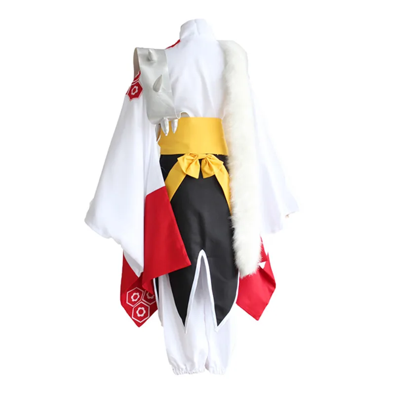 Аниме InuYasha Sesshoumaru косплей костюм кимоно + полдроны хвост ПОЛНЫЙ КОМПЛЕКТ Хэллоуин