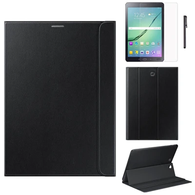 ZGPAX кожаный чехол-подставка для Samsung Galaxy Tab S2 8 дюймов T710 T715+ пленка+ стилус анти-шок планшет оболочка 8 ''A20 - Цвет: Черный