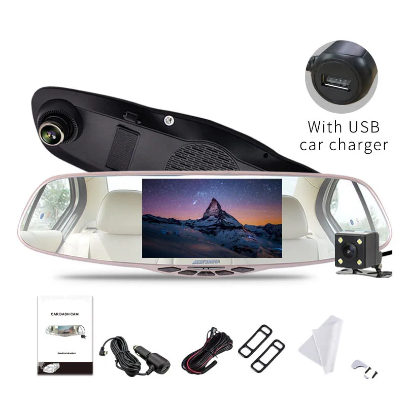 FHD 1080P Автомобильный видеорегистратор Камера 5 дюймов 170 градусов зеркало заднего