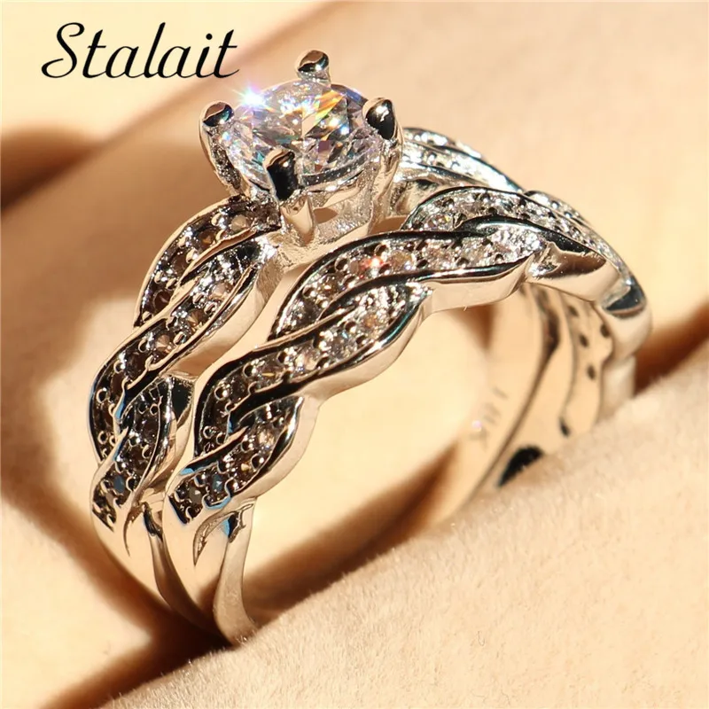 

Luxury Shiny AAA Zircon Ring Set for Women Fashion Winding Engagement Wedding Rings Set Jewelry Gift Aneis Feminino US Size 5-12