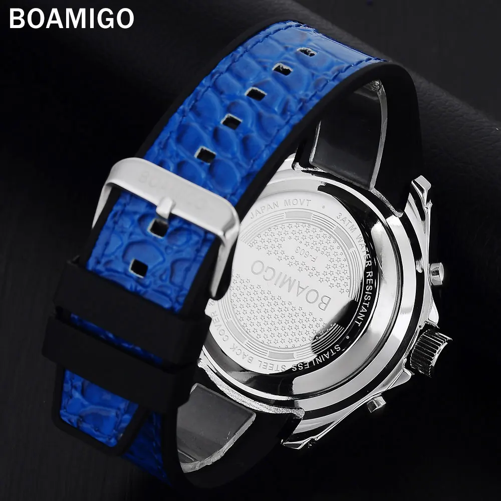 Мужские спортивные часы мужской двойной дисплей резиновый ремешок для часов BOAMIGO