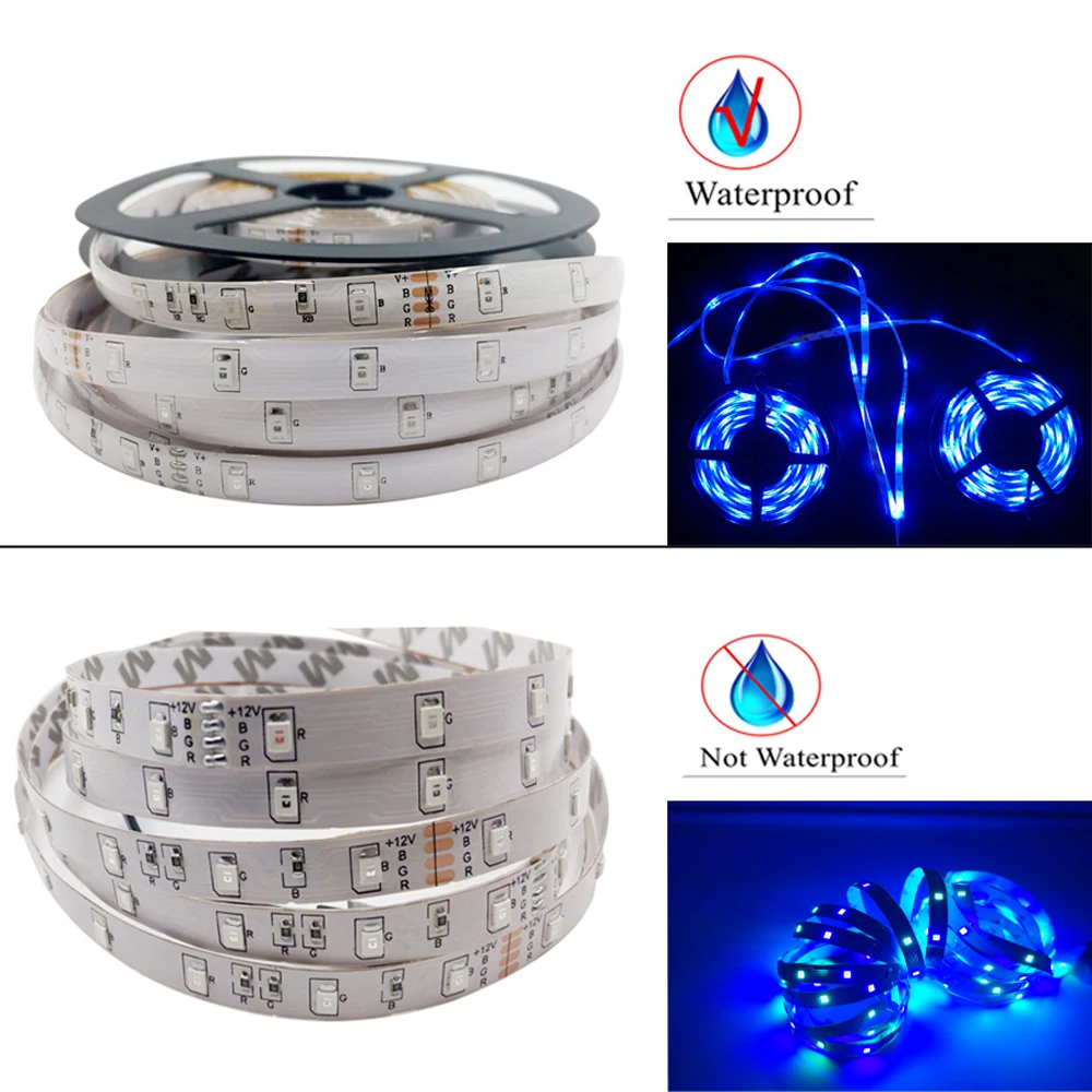 Светодиодная лента DC12V RGB лента Диодная неоновая лента tira fita светодиоды 2835 5050 5 м, 10 м водонепроницаемая гибкая световая гирлянда с адаптером