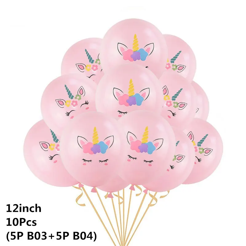 5pcs b03-5pcs b04 10 шт. 12 дюймов Единорог латексные шары Набор DIY мультфильм Лошадь Единорог шары принцесса день рождения украшения свадебные шары - Цвет: 5pcs b03-5pcs b04