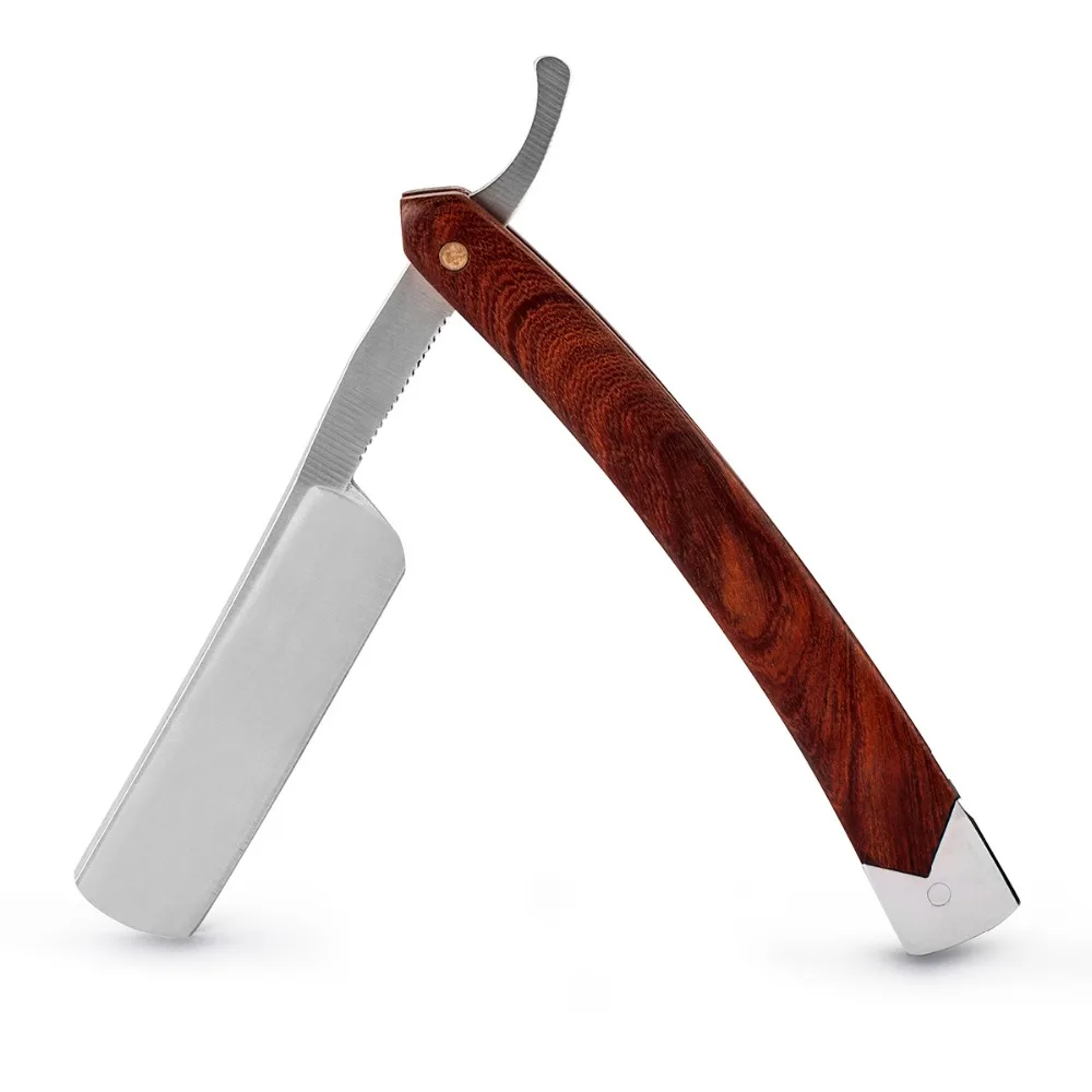 QSHAVE Классическая Ручная прямая бритва безопасная с деревянной ручкой для