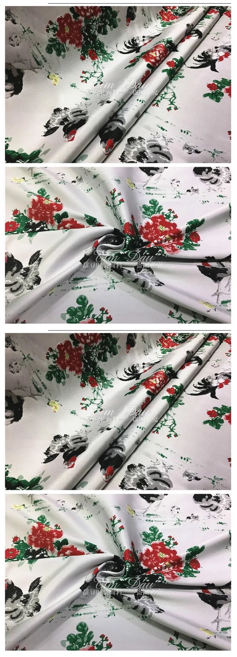 Peony flower jacquard brocade fabric high-grade yarn-dyed dress polyester wholesale cloth | Дом и сад