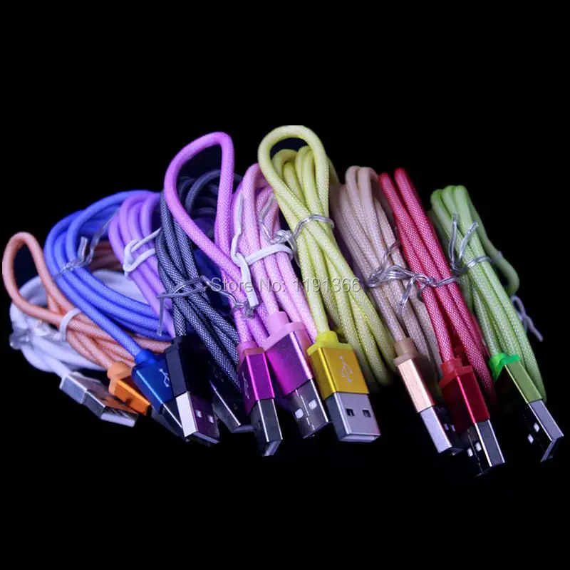 1 м Металла Голову Рыбы Чистая Плетеный Micro USB Data Sync Данных кабель зарядного