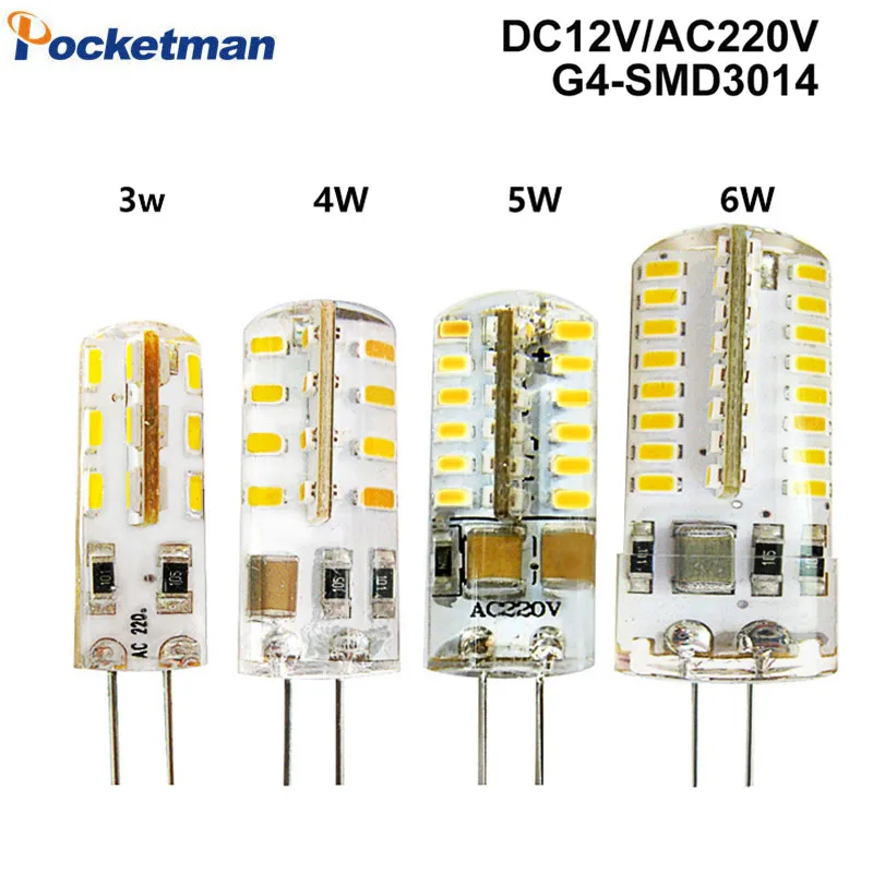 Светодиодная лампа G4 SMD 3014 12 В постоянного тока/переменного тока 220 1 Вт 3 5 6 7 замена