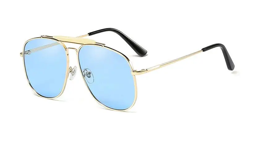 C5 gole blue Солнцезащитные очки пилота большого размера для женщин модные новые дизайнерские женские очки металлическая большая оправа мужские солнцезащитные очки ярких цветов UV400 - Цвет линз: C5 gole blue