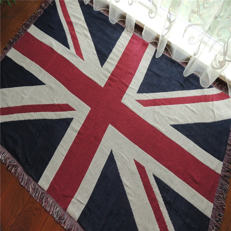 Домашний декор гобелен с кисточками Union Jack хлопковый и полиэфирный одеяло